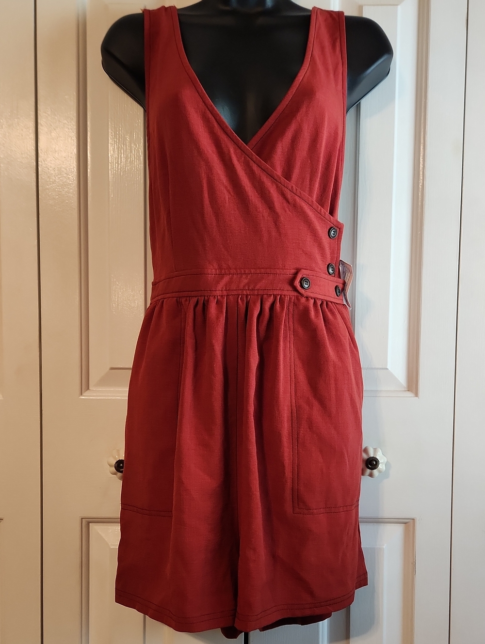 Juniors Sleeveless Romper - Color: Rust - Size: Juniors L - Brand: Cozy Casual